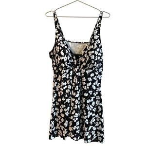 1pc Swimsuit Shape Solver‎ Black/White  Womens Plus 24W*